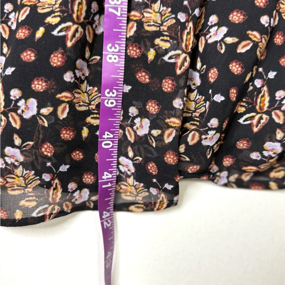 Ann Taylor Black Floral Long Sleeve Dress Boho Cottagecore Size Large Petite - Picture 9 of 10